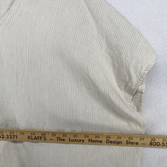 EILEEN FISHER Tunic Top S Linen Striped V-neck Kaftan Cover Up Beige - Picture 9 of 10